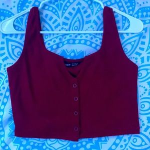 Cropped button up tank top